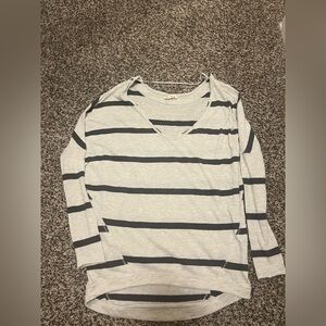 We The Free Gray and Black Striped Top